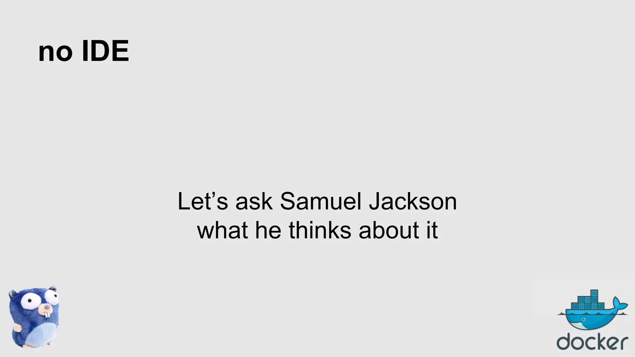 no IDE

Let’s ask Samuel Jackson
what he thinks about it

 