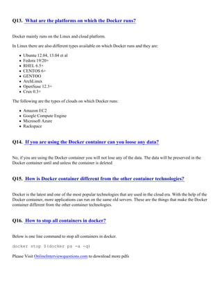 Docker Interview Questions | PDF
