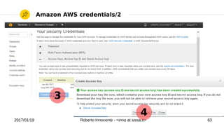 2017/01/19 Roberto Innocente - <inno at sissa.it> 63
Amazon AWS credentials/2
3
4
 