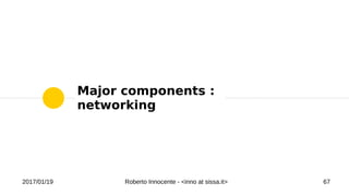 2017/01/19 Roberto Innocente - <inno at sissa.it> 67
Major components :
networking
 