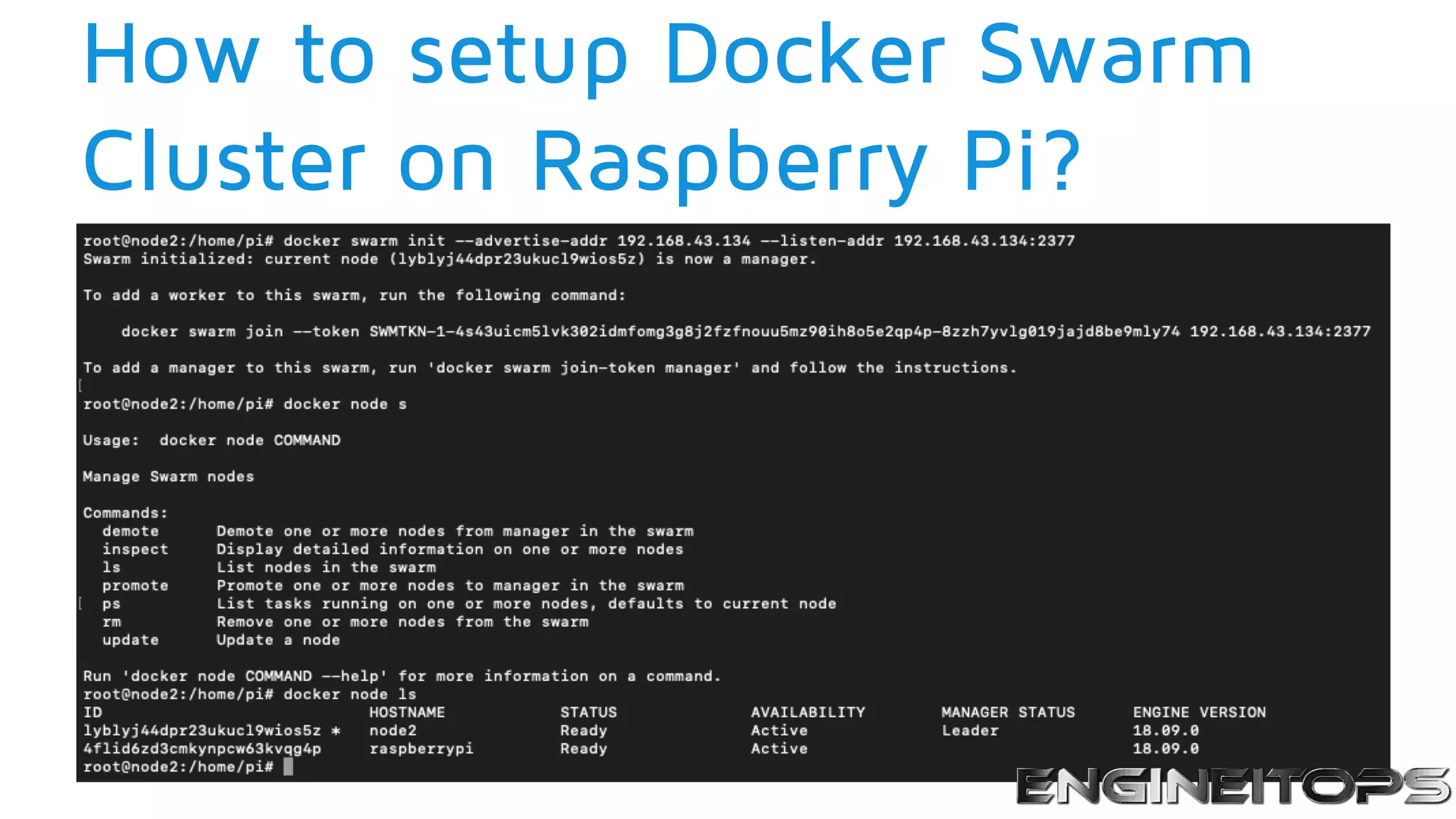 How to setup Docker Swarm
Cluster on Raspberry Pi?
 