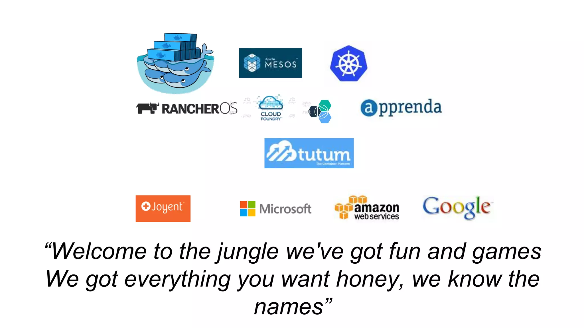 “Welcome to the jungle we've got fun and games
We got everything you want honey, we know the
names”
 