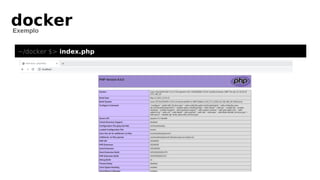 docker
Exemplo
~/docker $> index.php
 