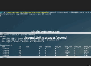 single byte message
Around 10M messages/second
 