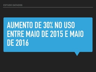 AUMENTO DE 30% NO USO
ENTRE MAIO DE 2015 E MAIO
DE 2016
ESTUDO DATADOG
 