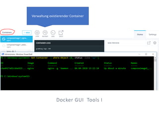 Docker GUI Tools I
Verwaltung existierender Container
 