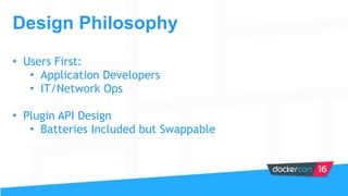 Design Philosophy
• Users First:
• Application Developers
• IT/Network Ops
• Plugin API Design
• Batteries Included but Swappable
 