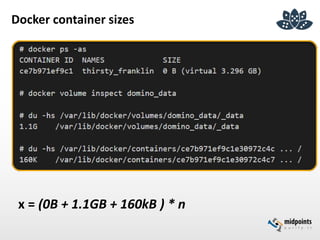 Docker container sizes
x = (0B + 1.1GB + 160kB ) * n
 
