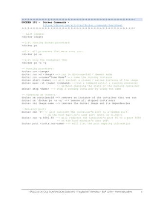 Docker 101 - dockers y Bases de Datos DB | PDF