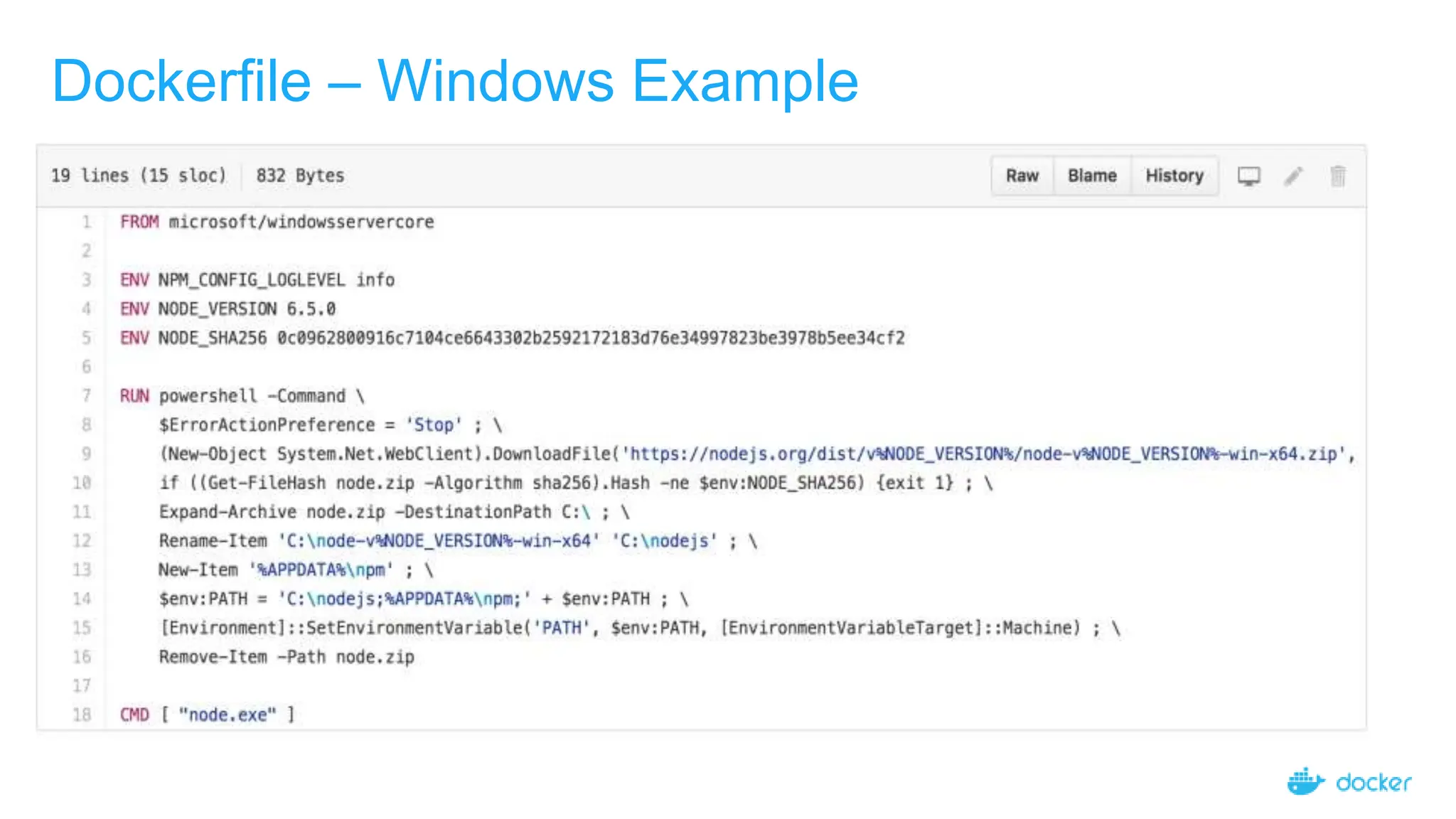 Dockerfile – Windows Example
 