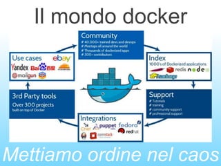 Il mondo docker
Mettiamo ordine nel caos
 