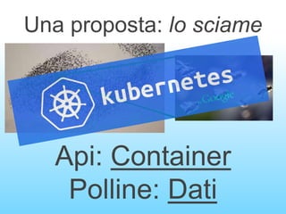 Una proposta: lo sciame
Api: Container
Polline: Dati
 