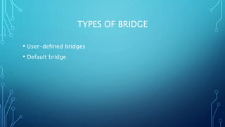 TYPES OF BRIDGE
• User-defined bridges
• Default bridge
 