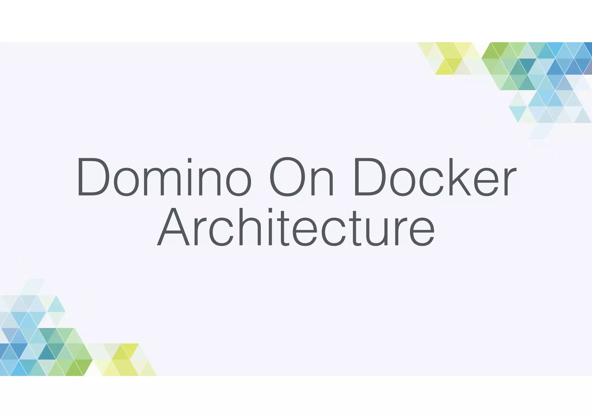 Domino On Docker
Architecture
 