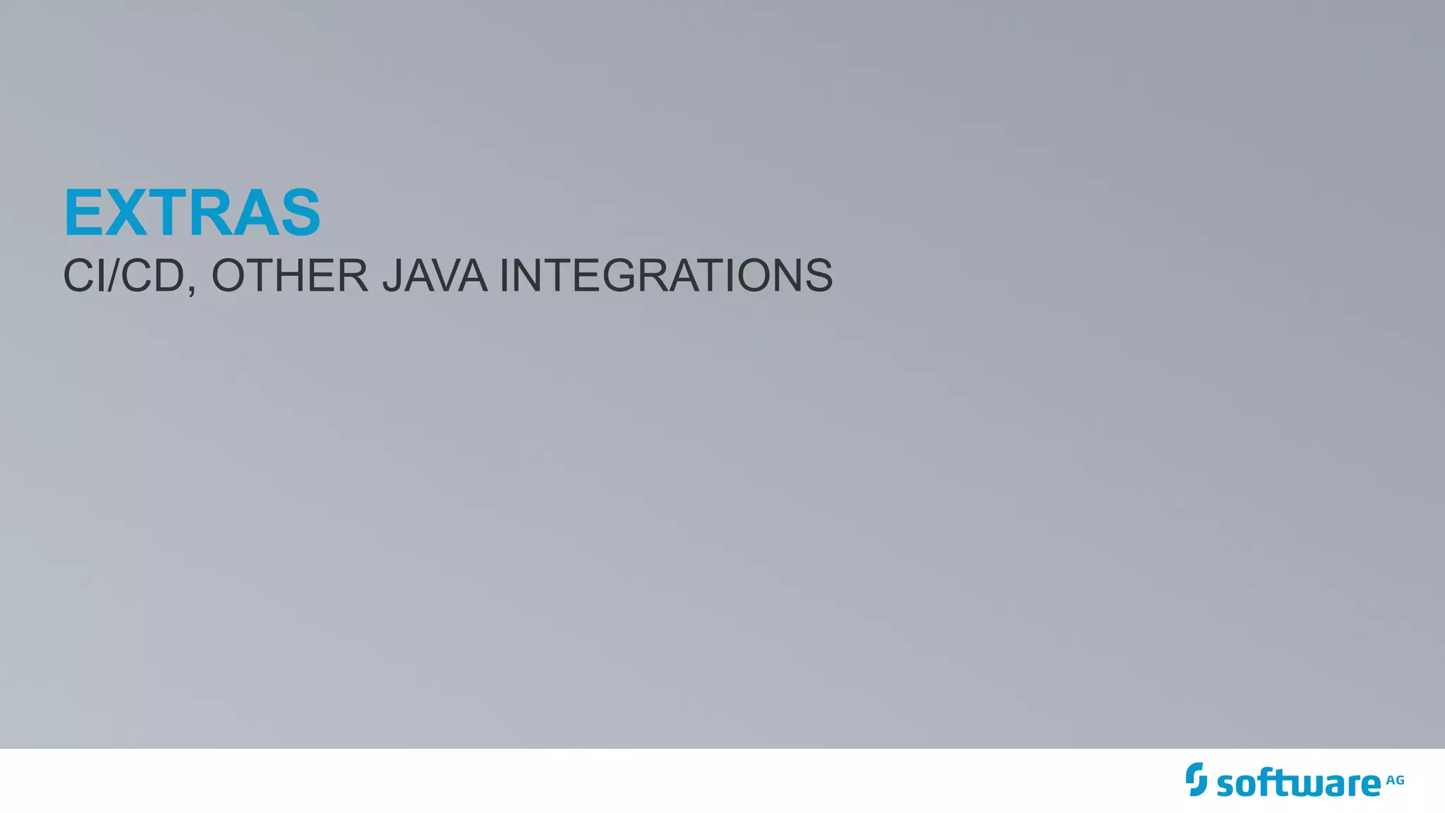 EXTRAS
CI/CD, OTHER JAVA INTEGRATIONS
 