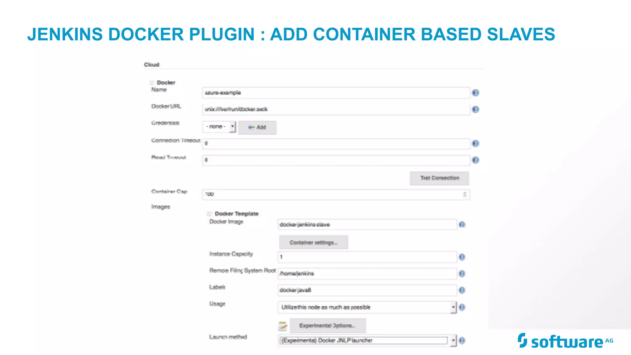 JENKINS DOCKER PLUGIN : ADD CONTAINER BASED SLAVES
 