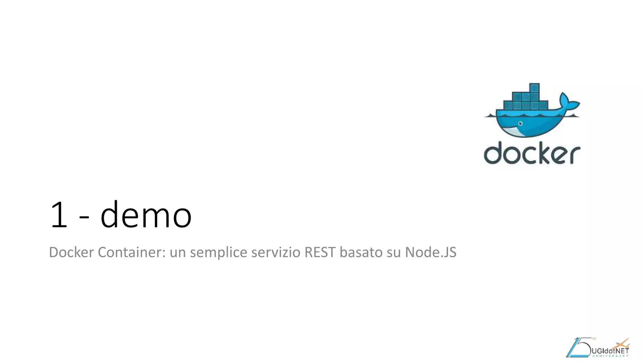 1 - demo
Docker Container: un semplice servizio REST basato su Node.JS