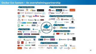 Docker	
  Eco	
  System	
  –	
  An	
  overwhelming	
  partnership	
  
47	
  
48
 