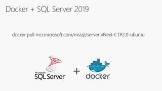 Docker + SQL Server 2019
docker pull mcr.microsoft.com/mssql/server:vNext-CTP2.0-ubuntu
+
 