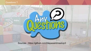 Questions ?
Sources : https://github.com/hlepesant/meetup3
 