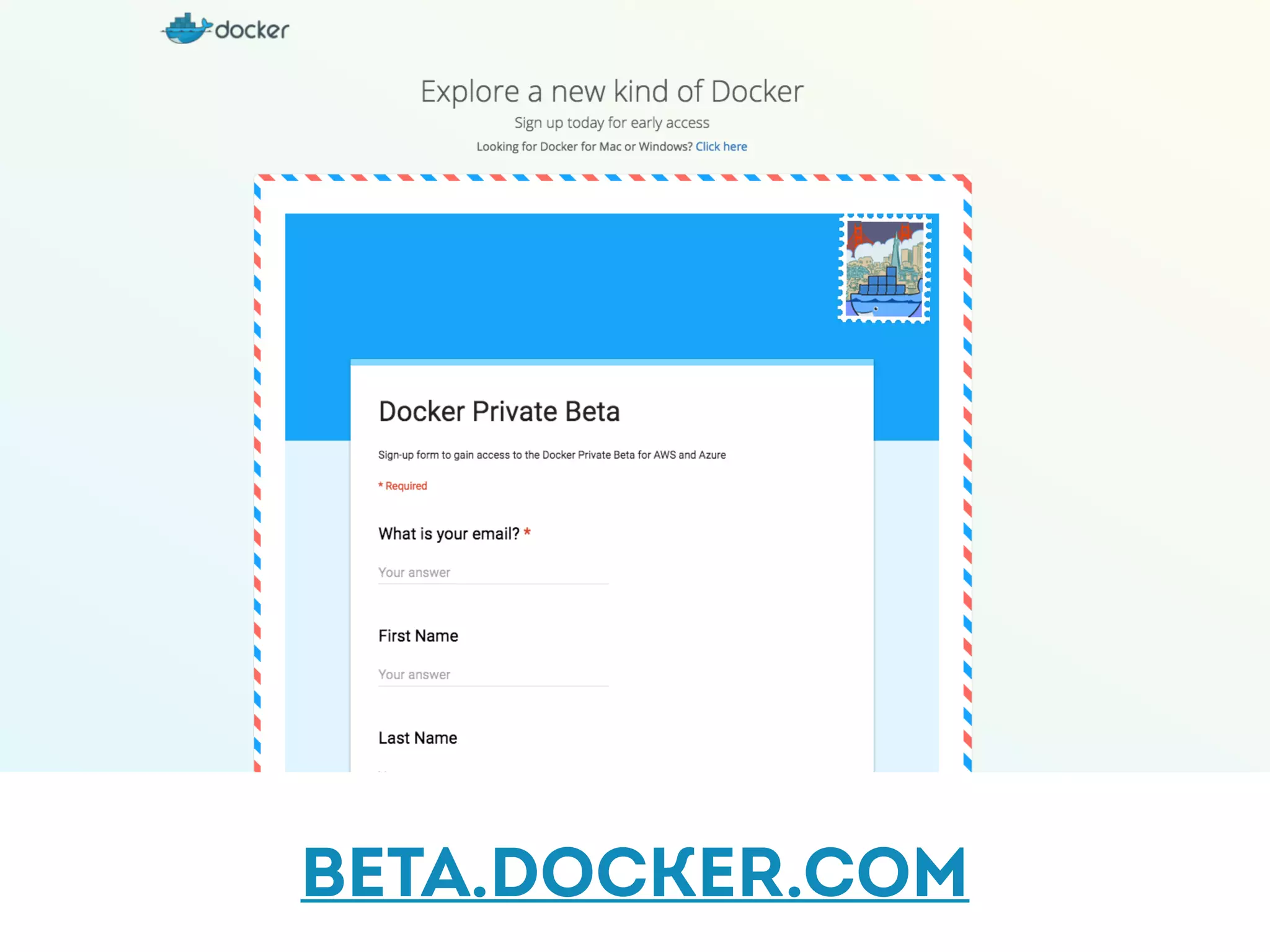 beta.docker.com
 