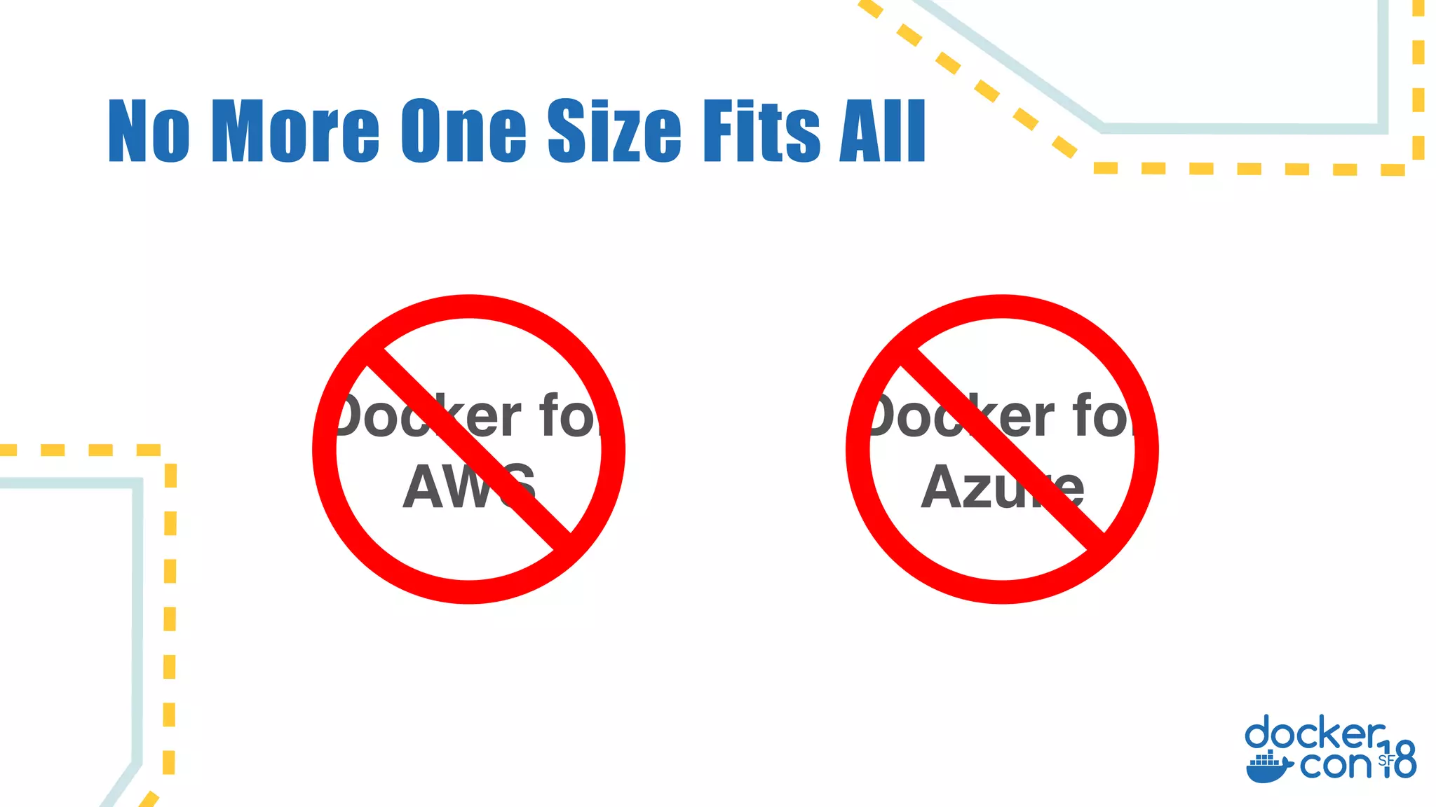 No More One Size Fits All Docker for AWS Docker for Azure 