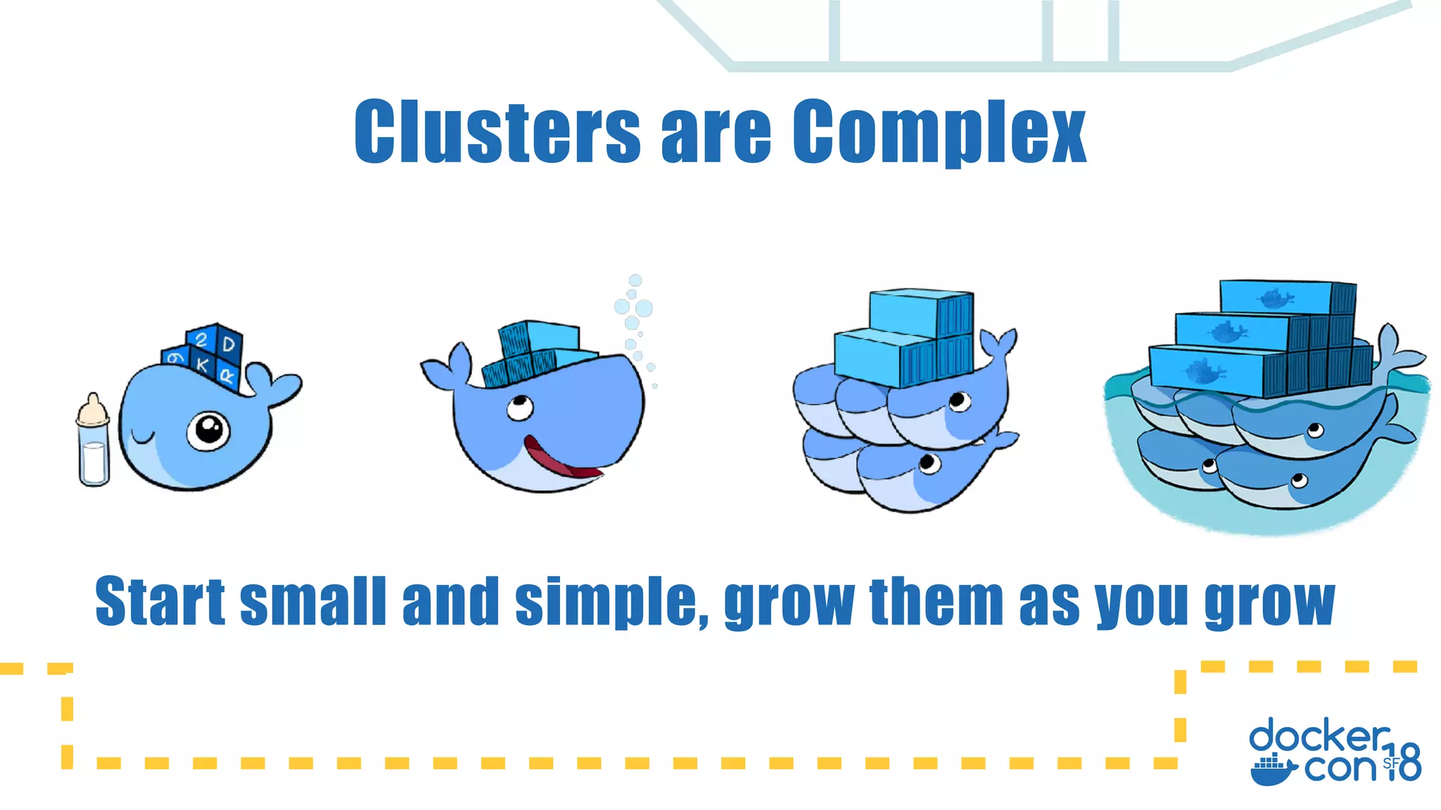 Clusters are Complex Start small and simple, grow them as you grow 