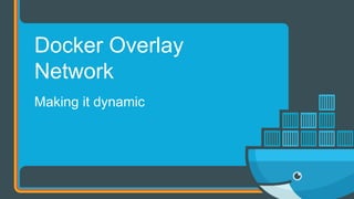 Making it dynamic
Docker Overlay
Network
 