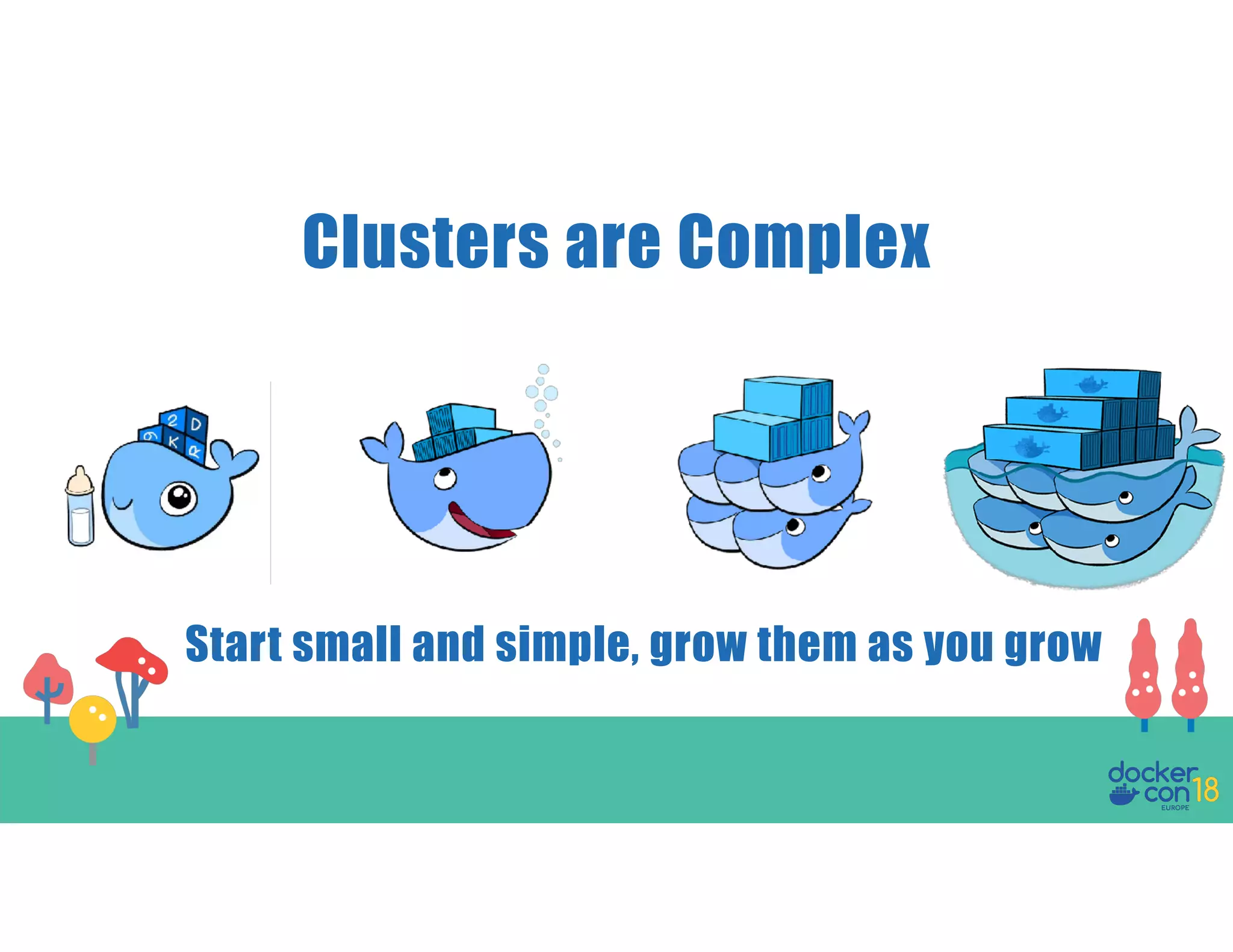 Clusters are Complex Start small and simple, grow them as you grow 