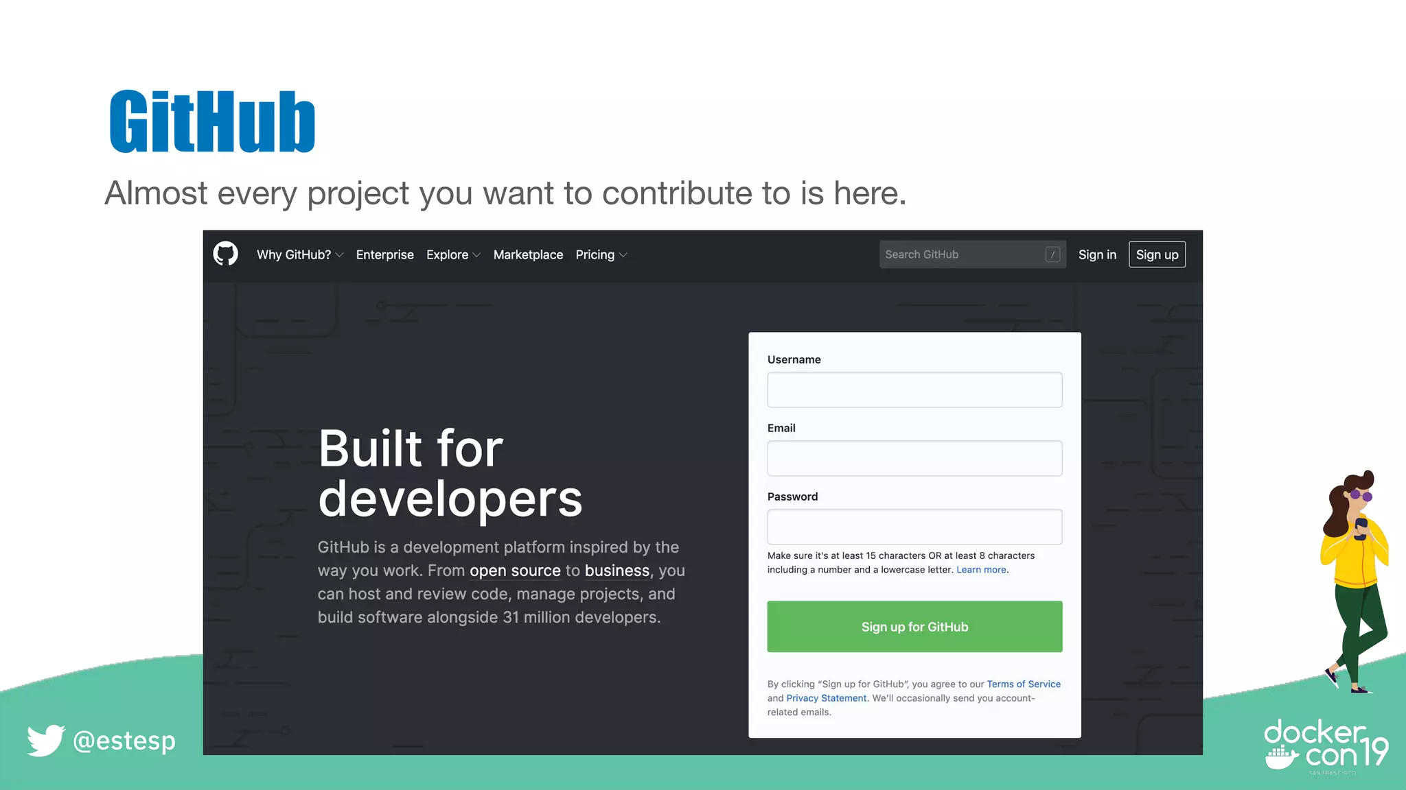 GitHub
Almost every project you want to contribute to is here.
@estesp
 