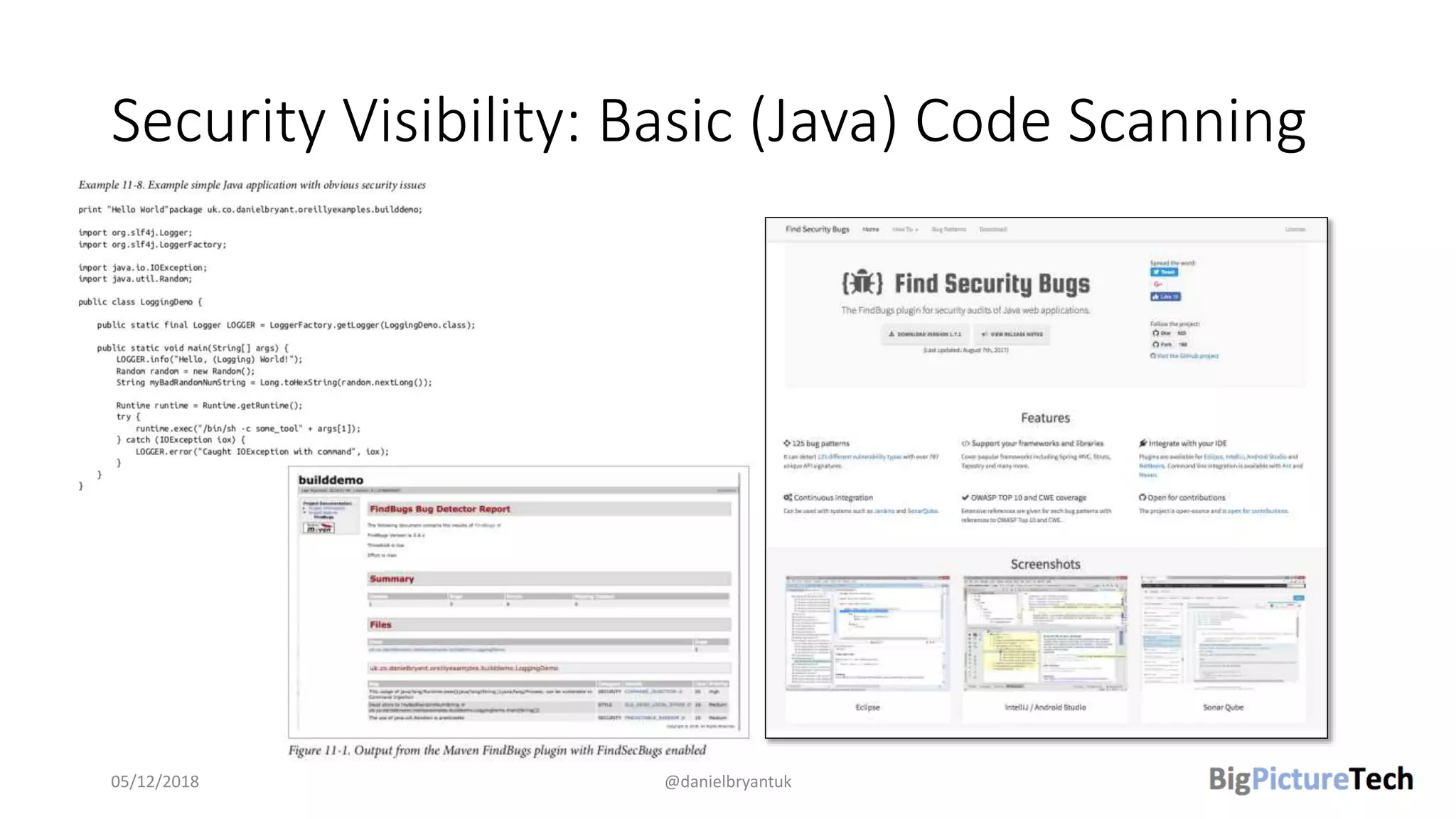 Security Visibility: Basic (Java) Code Scanning
05/12/2018 @danielbryantuk
 