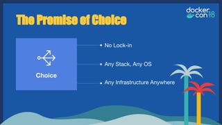 Choice
The Promise of Choice
No Lock-in
Any Stack, Any OS
Any Infrastructure Anywhere
 