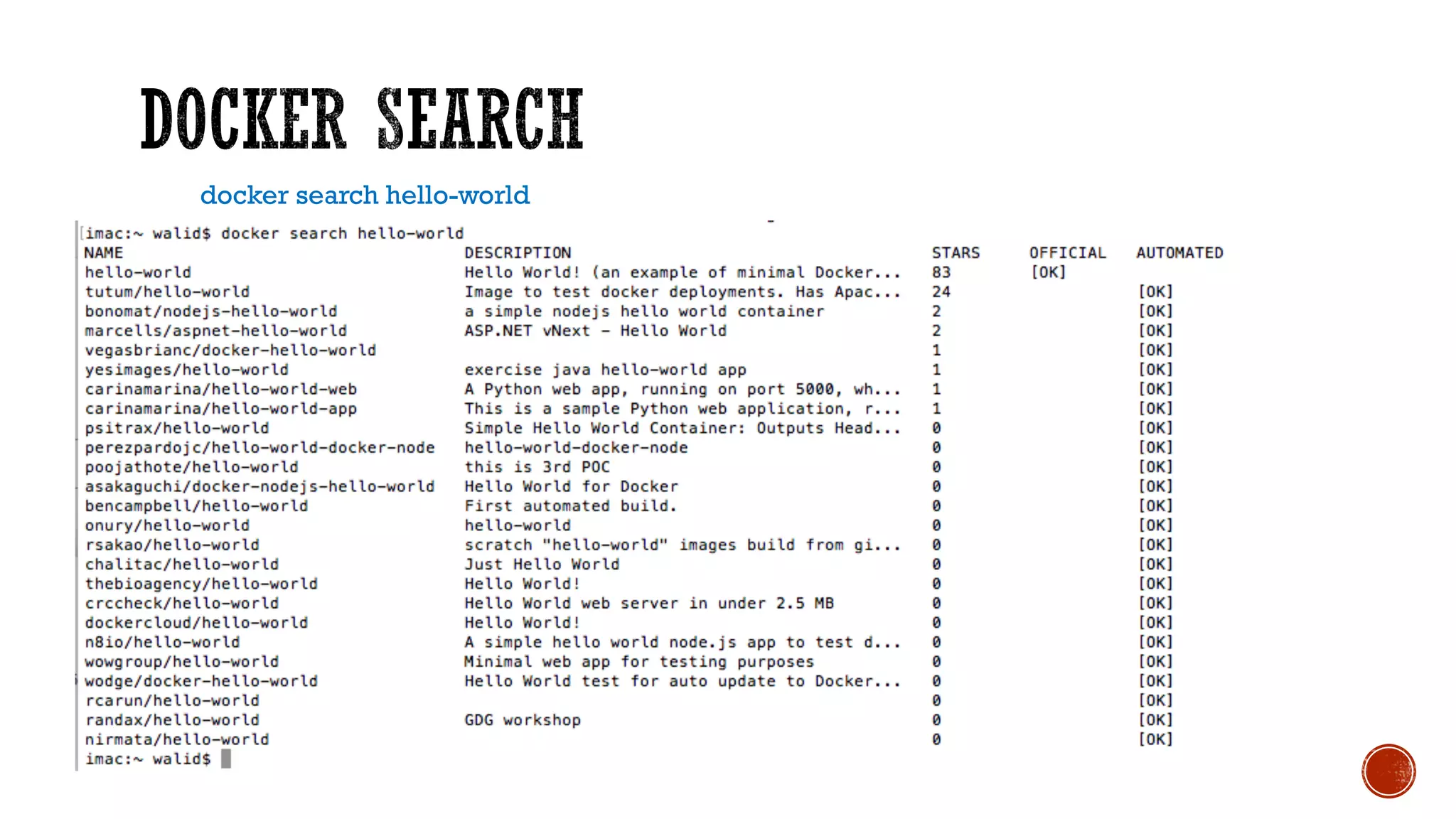 docker search hello-world
 