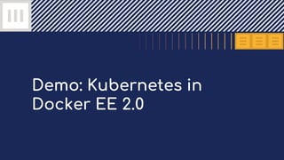Demo: Kubernetes in
Docker EE 2.0
 