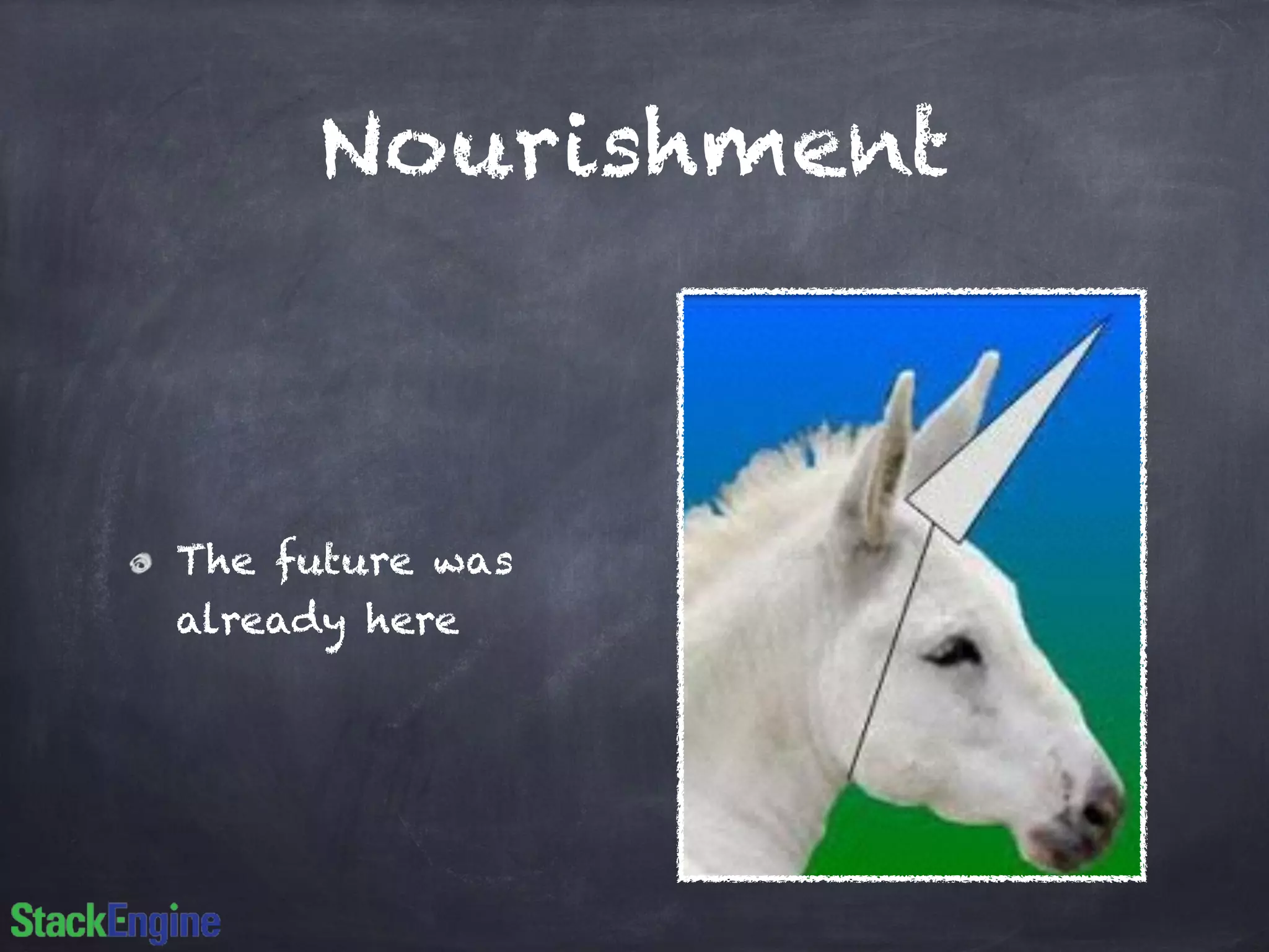 Nourishment
The future was
already here
 