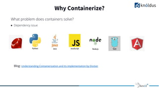 ● Dependency issue
Why Containerize?
What problem does containers solve?
Blog: Understanding Containerization and its implementation by Docker
 