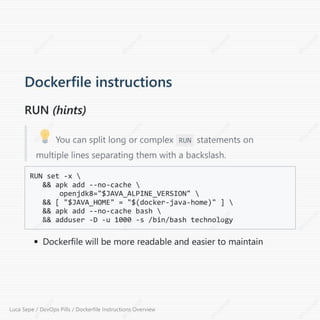 DevOps Pills / Dockerfile Instructions Overview | PDF