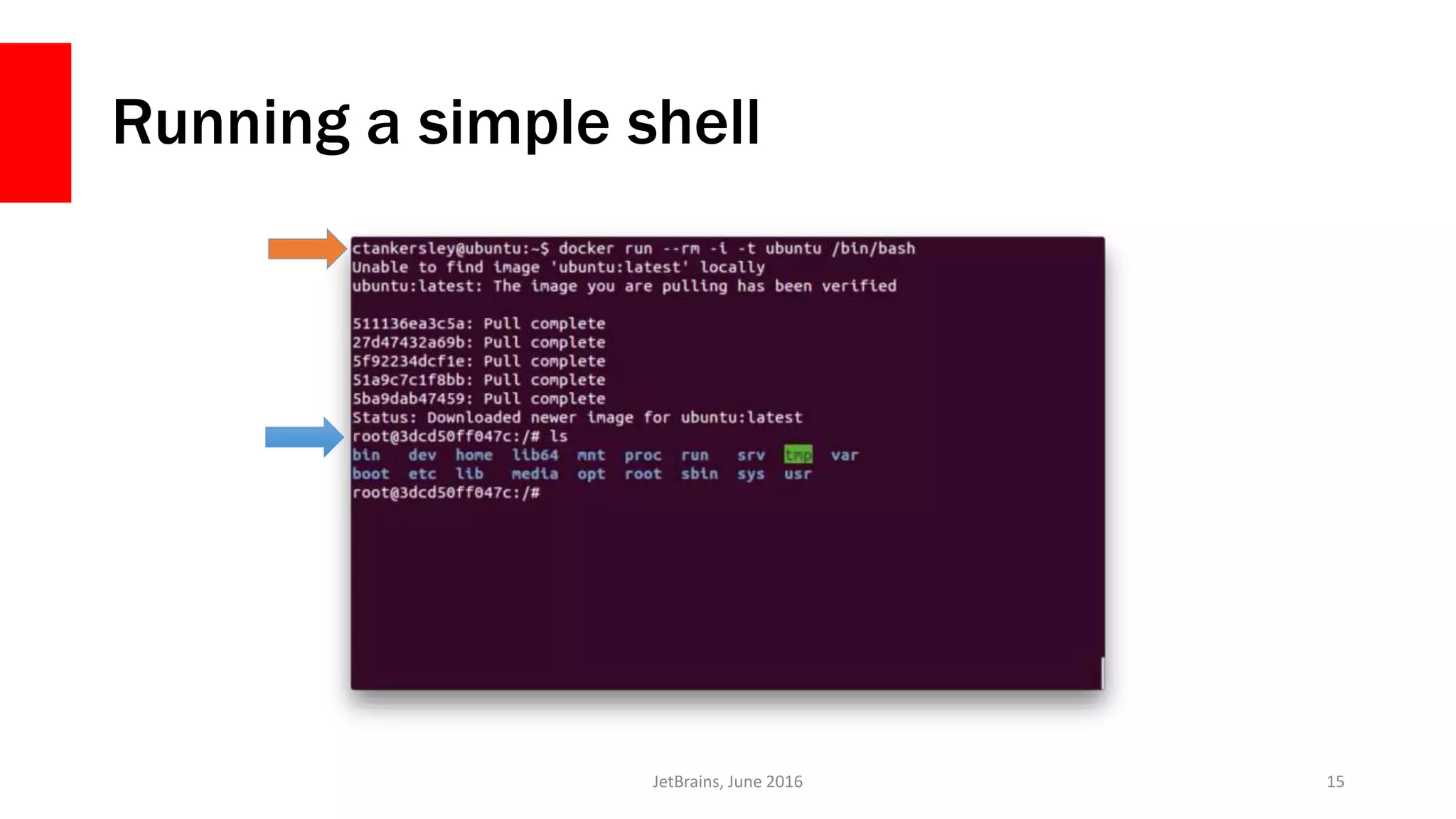 Running a simple shell
JetBrains, June 2016 15
 