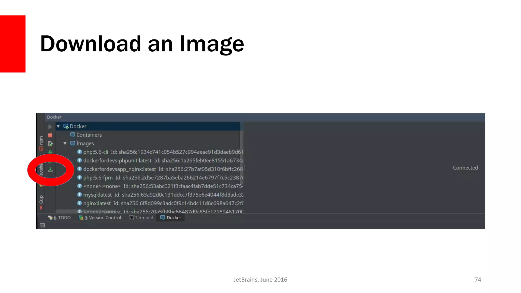 Download an Image
JetBrains, June 2016 74
 
