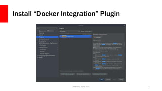 Install “Docker Integration” Plugin
JetBrains, June 2016 71
 