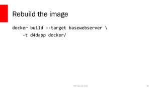 PHP Detroit 2018
Rebuild the image
docker build --target basewebserver 
-t d4dapp docker/
90
 
