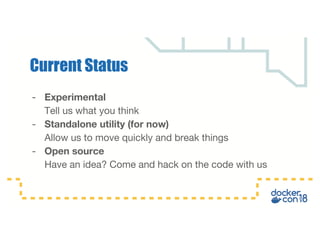 - Experimental
Tell us what you think
- Standalone utility (for now)
Allow us to move quickly and break things
- Open source
Have an idea? Come and hack on the code with us
Current Status
 