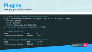 DockerCon US 2016 - Extending Docker With APIs, Drivers, and Plugins