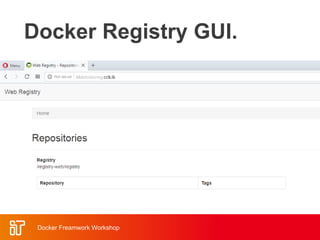 Docker Registry GUI.
Docker Freamwork Workshop
 