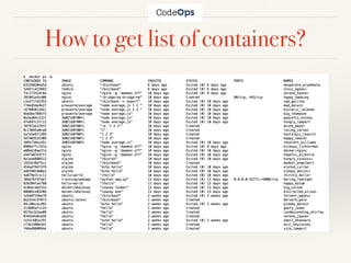 How to get list of containers?
 
