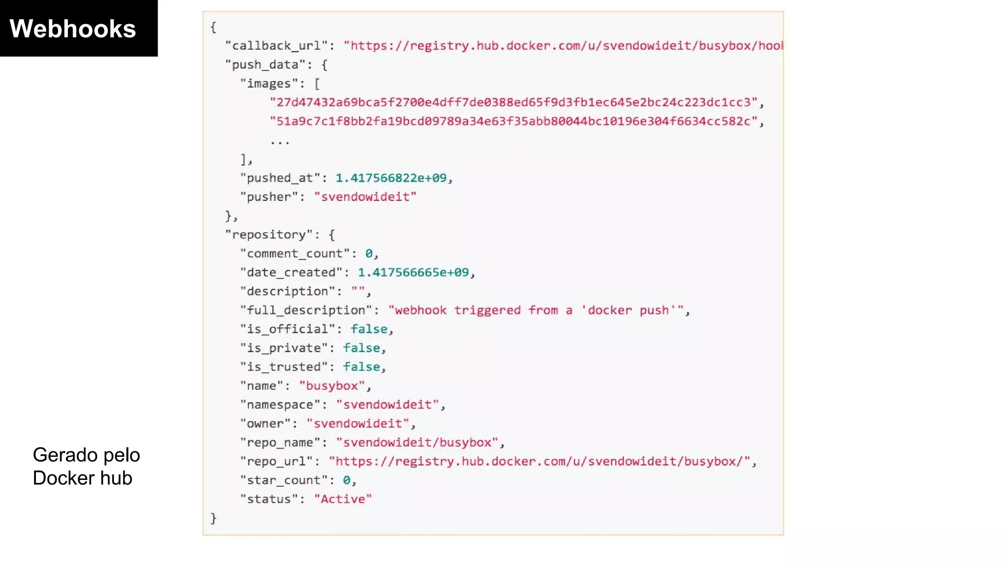 Webhooks
Gerado pelo
Docker hub
 