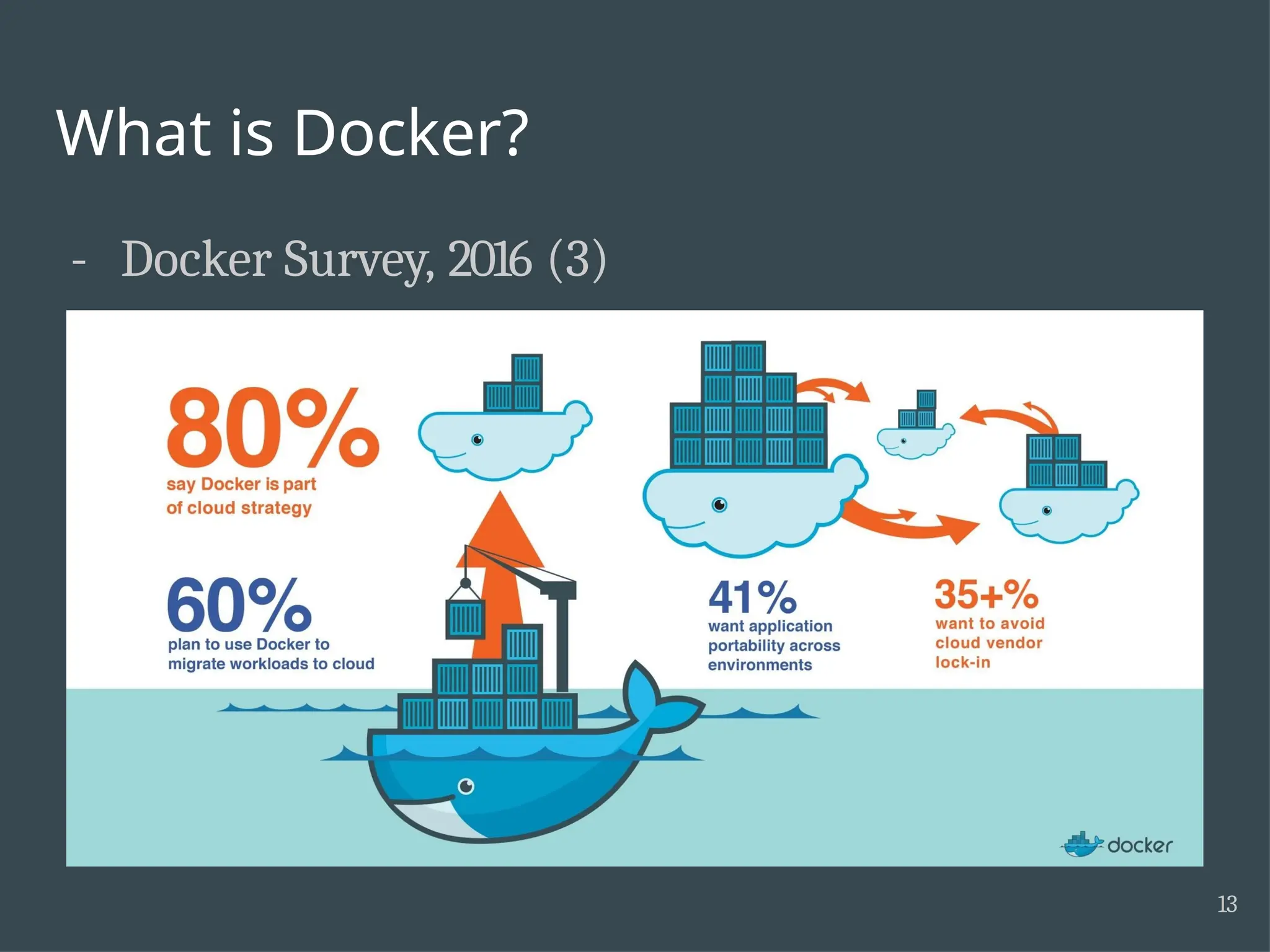 What is Docker? - Docker Survey, 2016 (3) 13 