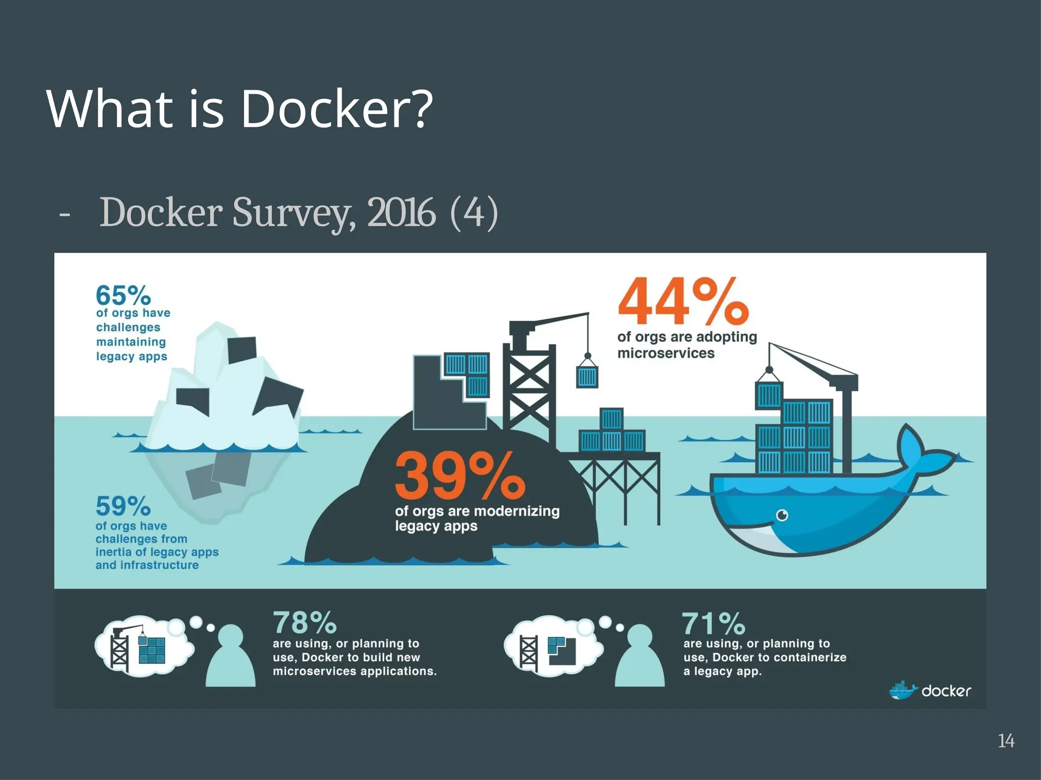 What is Docker? - Docker Survey, 2016 (4) 14 