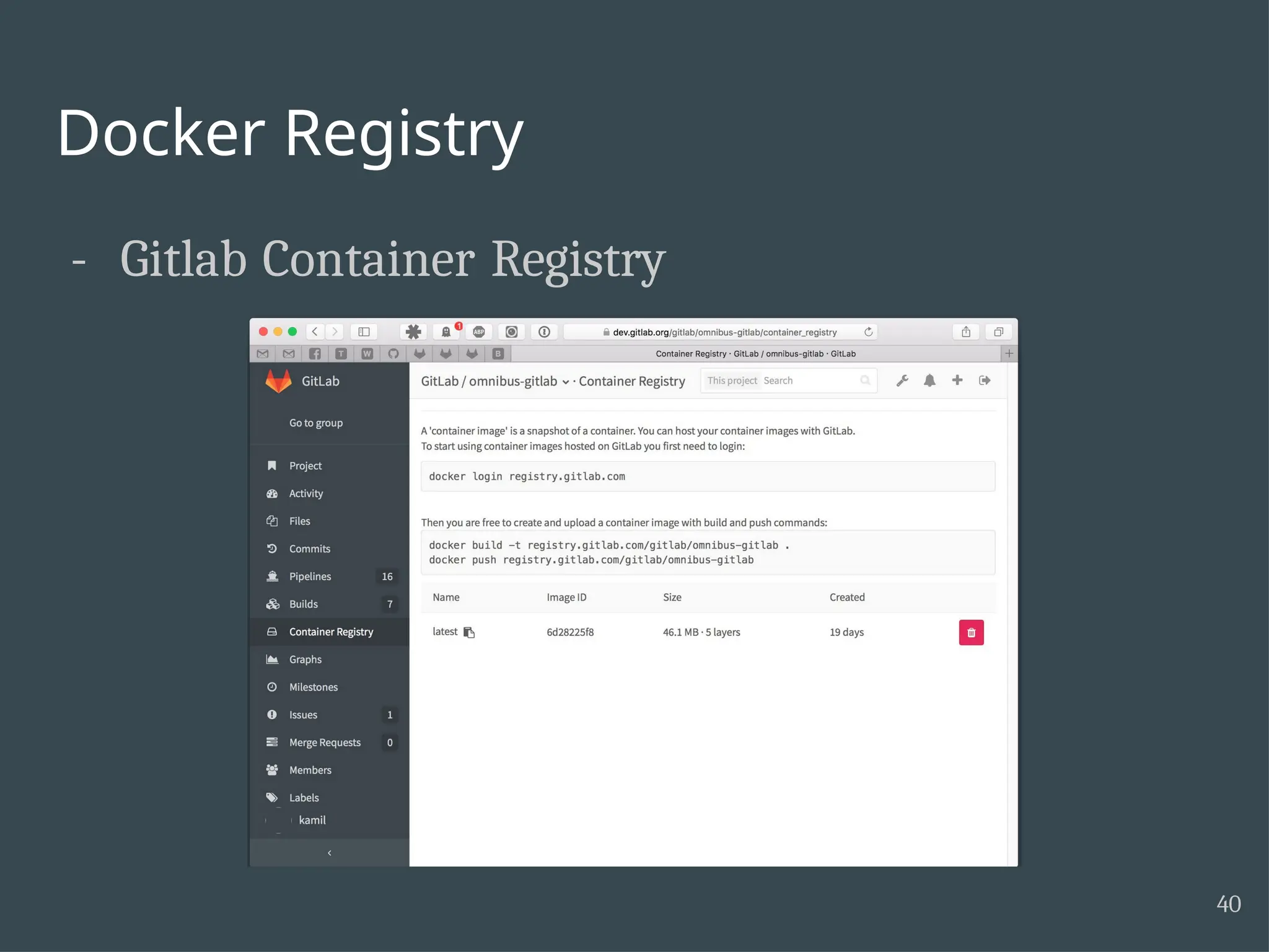 Docker Registry - Gitlab Container Registry 40 