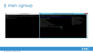 11EMC CONFIDENTIAL—INTERNAL USE ONLY
$ man cgroup
 